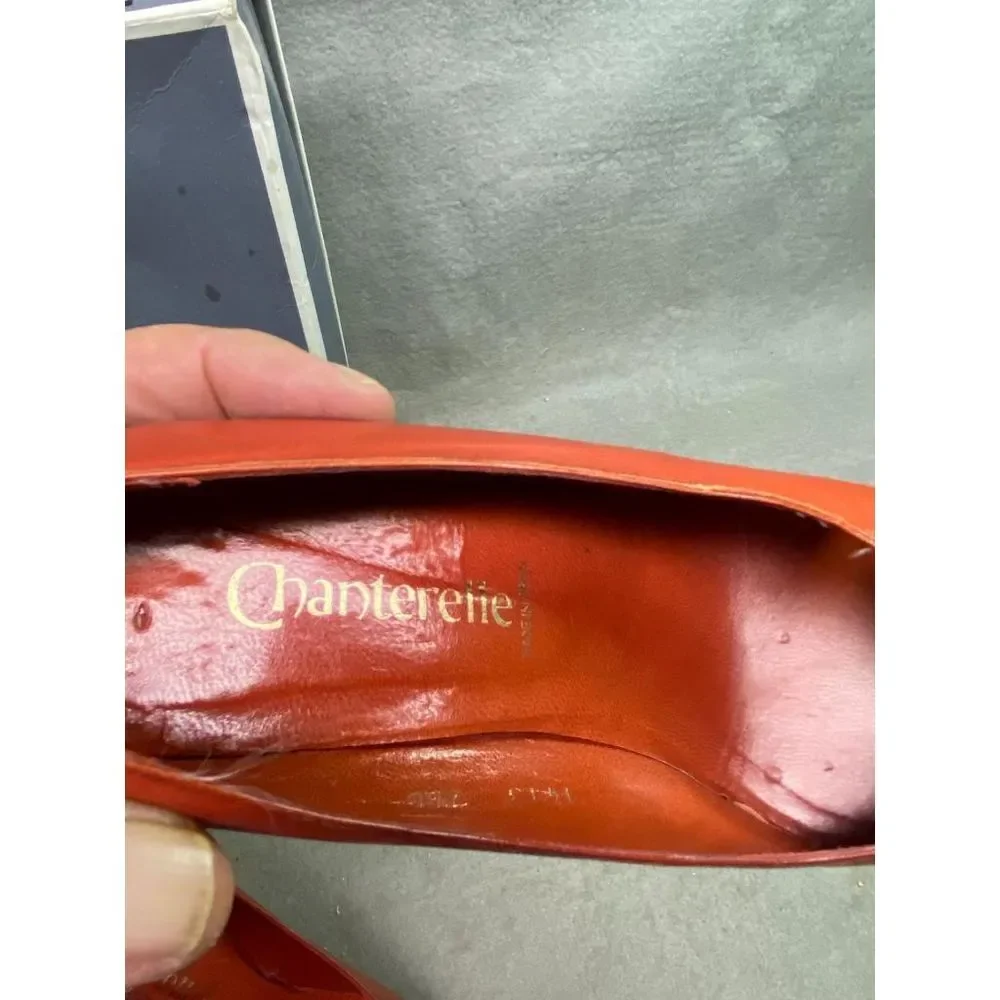 CHANTERELLE WOMEN'S HEEL PUMP SHOES BRICK COLOR PEEP‎ TOE SIZE 7 1/2B USED